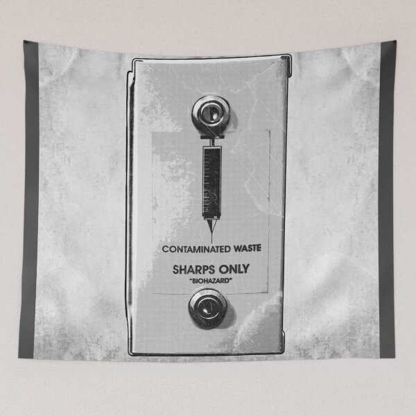 Item preview, Contaminated Sharps Disposal Box Dark Urban Etched Illustration designed and sold by Ghoul Enterprises.