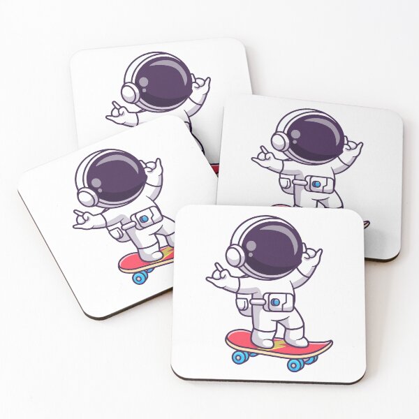 Item preview, Skateboarding Astronaut Doing Rock On Hand Sign Cartoon designed and sold by jhofmank.