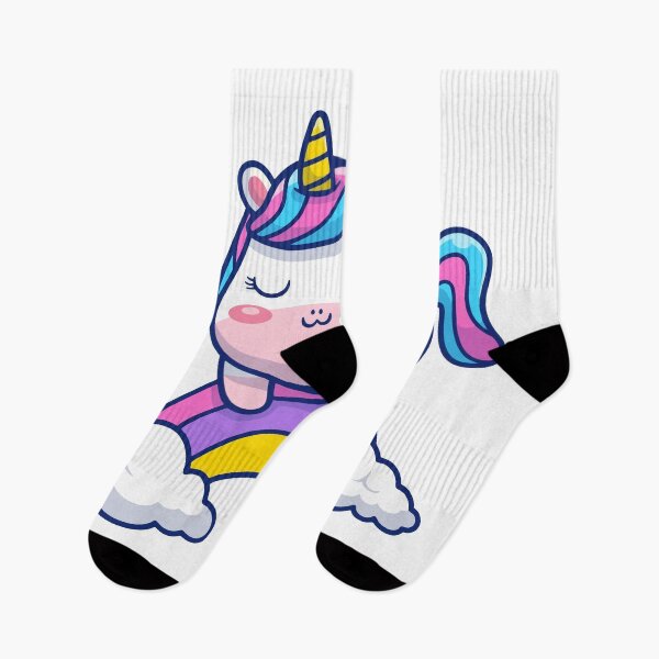 Item preview, Adorable Unicorn Sleeping on a Colorful Rainbow Cloud designed and sold by jhofmank.