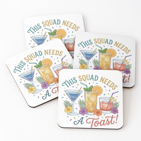 Item preview, This Squad Needs A Toast - Cute Tropical Friendship Drinks designed and sold by PeplumiArt.