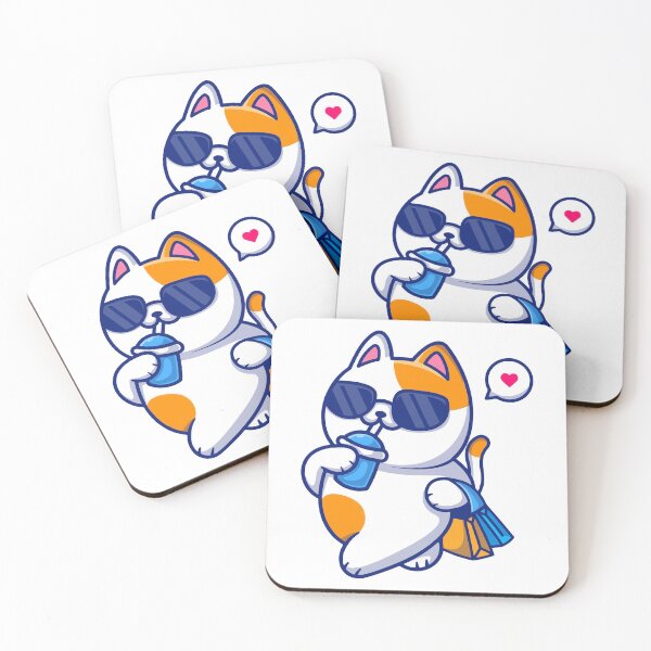 Item preview, Cool Cat with Sunglasses Drinking Soda and Shopping designed and sold by jhofmank.