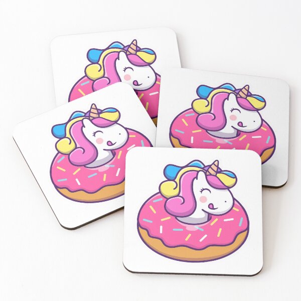 Item preview, Cute Unicorn Eating Pink Glazed Donut Cartoon Sticker designed and sold by jhofmank.