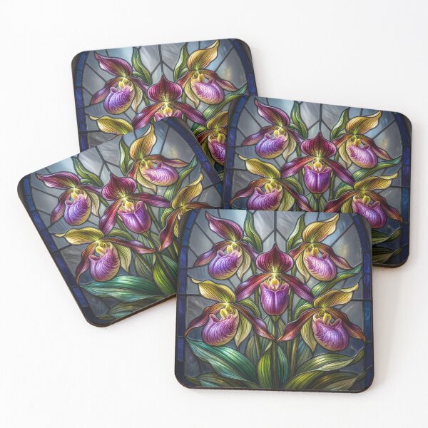 Item preview, Stained Glass Style Orchids designed and sold by Tridentulus.