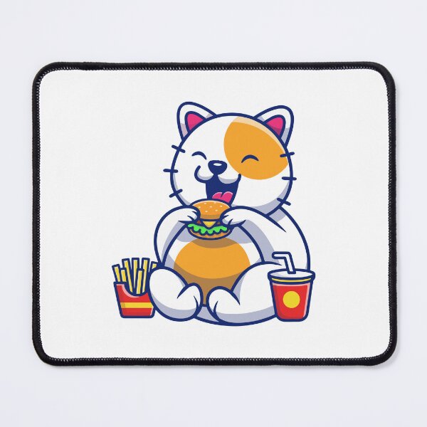 Item preview, Funny Chubby Cat Eating Burger And French Fries Cartoon designed and sold by jhofmank.