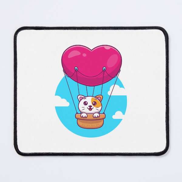 Item preview, Cute Kawaii Cat Heart Hot Air Balloon Cartoon Travel designed and sold by jhofmank.