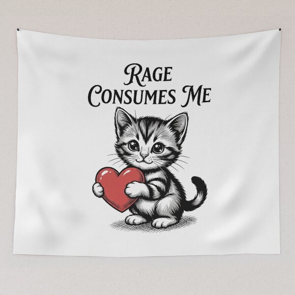 Item preview, Cute Cat Rage Consumes Me – Funny Introvert Cat Meme Design designed and sold by D-Oles-Mercher.