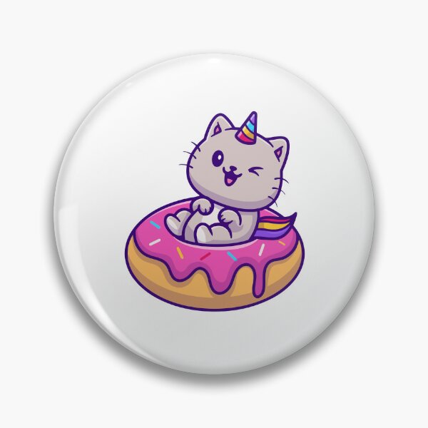 Item preview, Cute Cat Unicorn Rainbow Horn Glazed Donut Float Cartoon designed and sold by jhofmank.