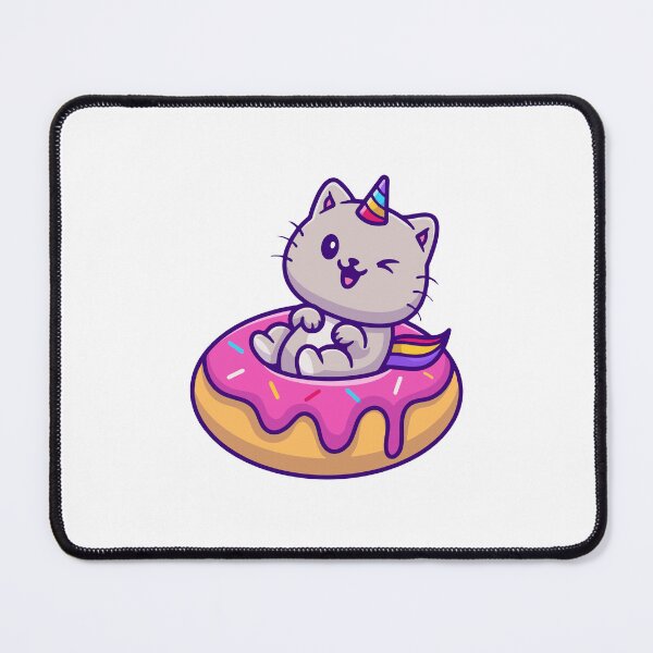 Item preview, Cute Cat Unicorn Rainbow Horn Glazed Donut Float Cartoon designed and sold by jhofmank.