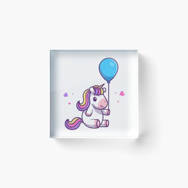 Item preview, Adorable Unicorn Holding Blue Balloon Cute Cartoon Art designed and sold by jhofmank.