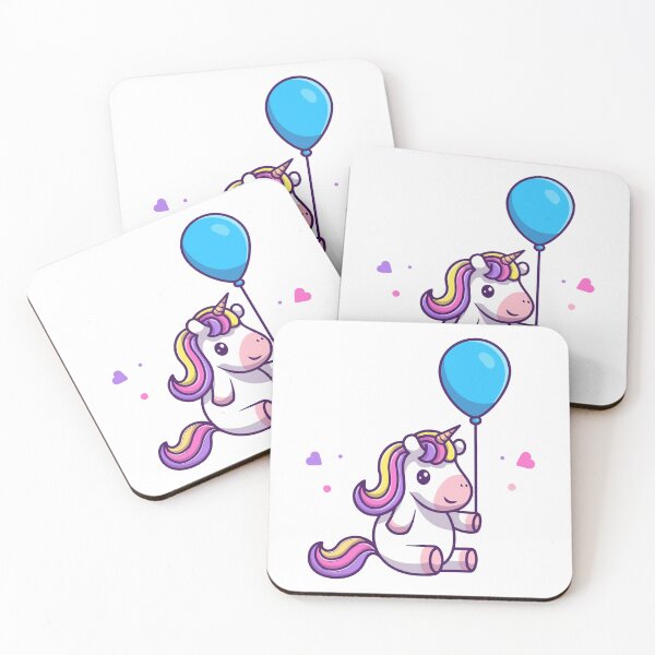 Item preview, Adorable Unicorn Holding Blue Balloon Cute Cartoon Art designed and sold by jhofmank.