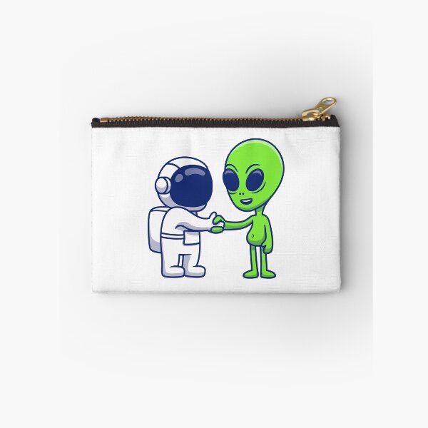 Item preview, Cute Astronaut and Green Alien Peace Handshake Space Cartoon designed and sold by jhofmank.
