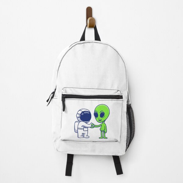 Item preview, Cute Astronaut and Green Alien Peace Handshake Space Cartoon designed and sold by jhofmank.