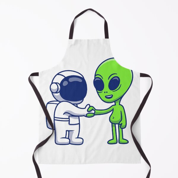 Item preview, Cute Astronaut and Green Alien Peace Handshake Space Cartoon designed and sold by jhofmank.
