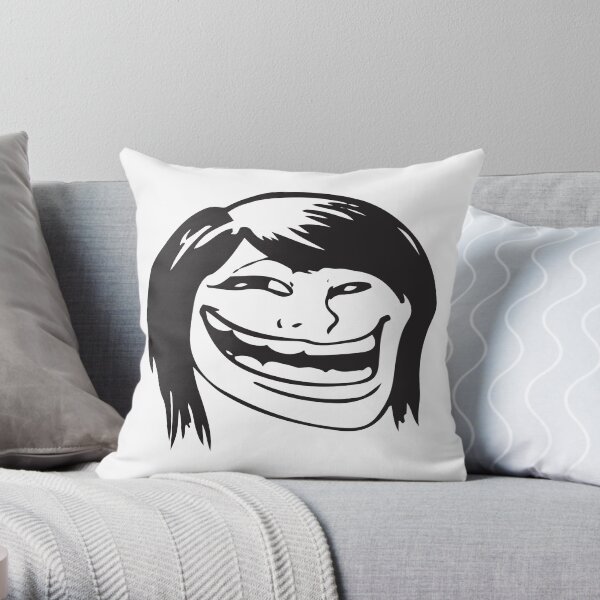 Humor Decor Throw Pillow Cushion Cover, Stickman Meme Face Icon