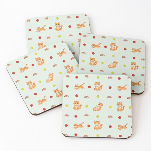 Item preview, Playful Orange Tabby Cat & Mouse Toys Seamless Pattern designed and sold by Surya Design Studio.