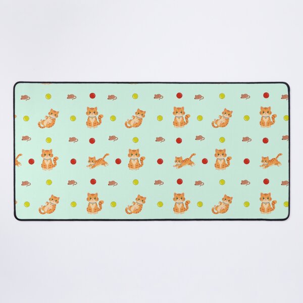 Item preview, Playful Orange Tabby Cat & Mouse Toys Seamless Pattern designed and sold by Surya Design Studio.