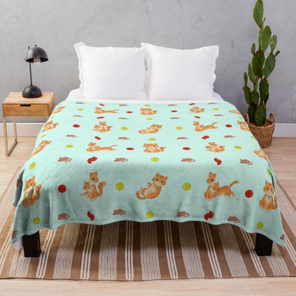 Item preview, Playful Orange Tabby Cat & Mouse Toys Seamless Pattern designed and sold by Surya Design Studio.
