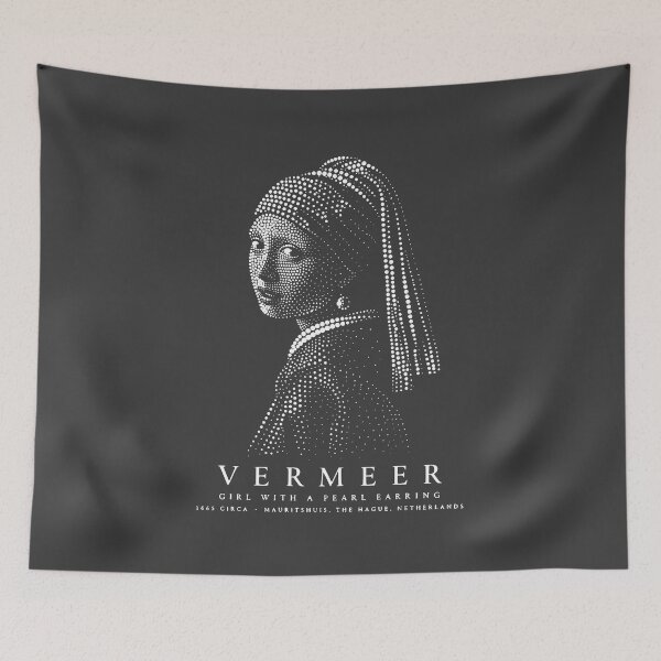 Item preview, Vermeer - Girl with a pearl earring - halftone poster designed and sold by CMYKStudio.