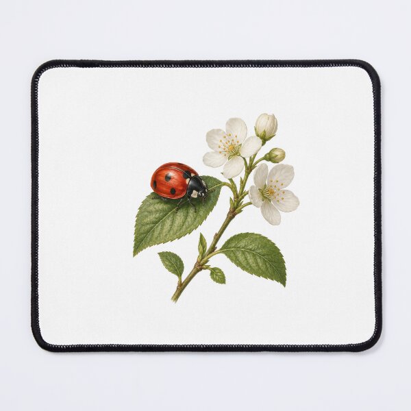 Item preview, Charming Ladybug Botanical Illustration | Nature Insect Floral Art designed and sold by Joyfulfabric.
