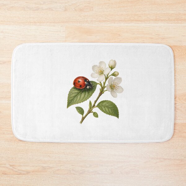 Item preview, Charming Ladybug Botanical Illustration | Nature Insect Floral Art designed and sold by Joyfulfabric.