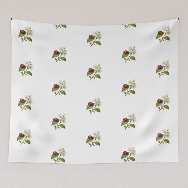 Item preview, Charming Ladybug Botanical Illustration | Nature Insect Floral Art designed and sold by Joyfulfabric.