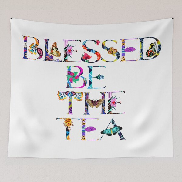 Item preview, ☕ BLESSED BE THE TEA ☕- DARK FLORAL & BUTTERFLY VERSION designed and sold by WheelieGdArt.