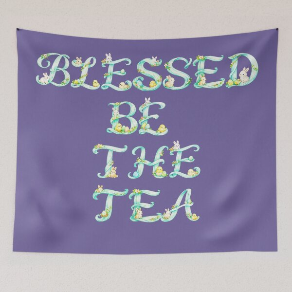 Item preview, ☕ BLESSED BE THE TEA ☕- EASTER PASTEL SCRIPT VERSION designed and sold by WheelieGdArt.