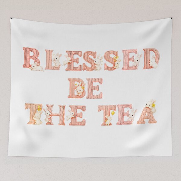 Item preview, ☕ BLESSED BE THE TEA ☕- KNITTED BUNNY VERSION designed and sold by WheelieGdArt.