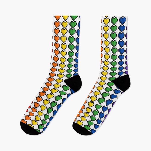 Item preview, Pixel Philly Rainbow Pride Flag Hearts designed and sold by HarveyHandcraftsandDesigns.