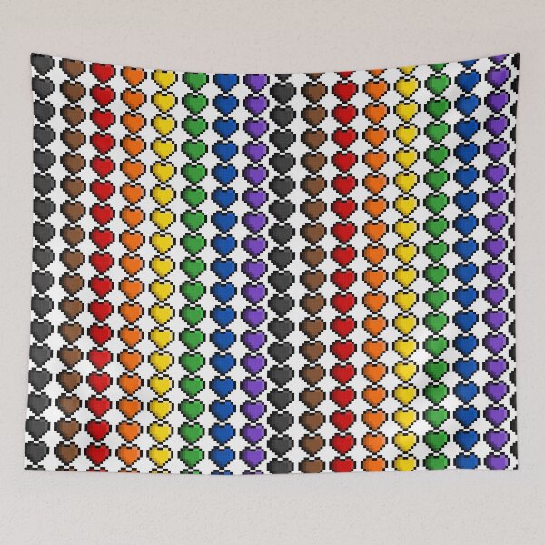 Item preview, Pixel Philly Rainbow Pride Flag Hearts designed and sold by HarveyHandcraftsandDesigns.