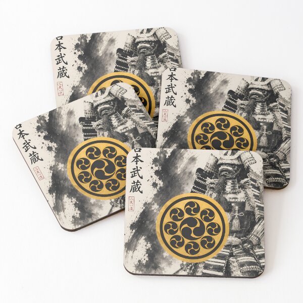 Item preview, Miyamoto Musashi Japanese Samurai Kamon Gold Family Crest Art designed and sold by Japan-Ink-Art.