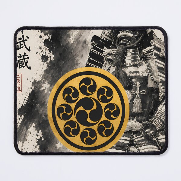 Item preview, Miyamoto Musashi Japanese Samurai Kamon Gold Family Crest Art designed and sold by Japan-Ink-Art.