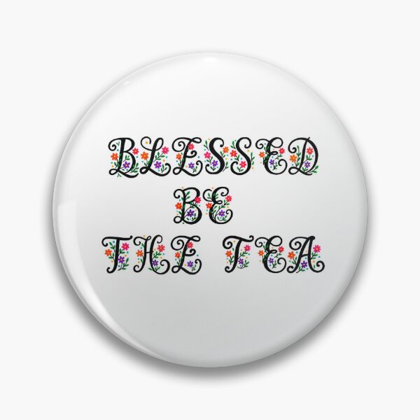 Item preview, ☕ BLESSED BE THE TEA ☕- BLACK FLORAL FOLK ART VERSION designed and sold by WheelieGdArt.