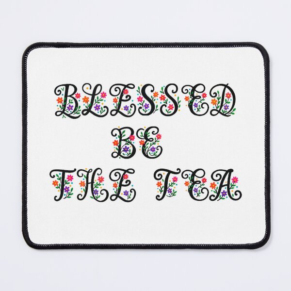 Item preview, ☕ BLESSED BE THE TEA ☕- BLACK FLORAL FOLK ART VERSION designed and sold by WheelieGdArt.