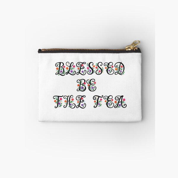 Item preview, ☕ BLESSED BE THE TEA ☕- BLACK FLORAL FOLK ART VERSION designed and sold by WheelieGdArt.