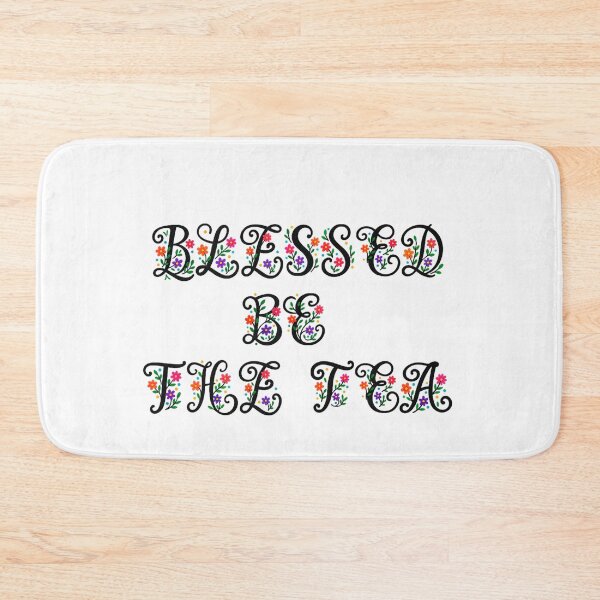 Item preview, ☕ BLESSED BE THE TEA ☕- BLACK FLORAL FOLK ART VERSION designed and sold by WheelieGdArt.
