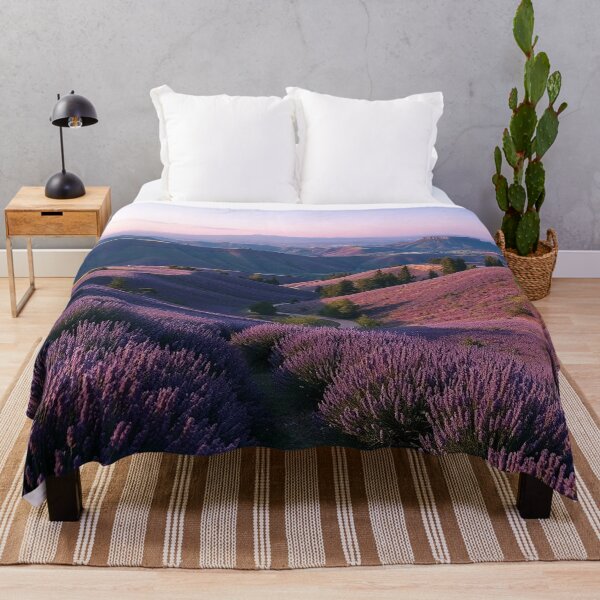 Item preview, Dreamy Lavender Valley Sunset Landscape Wallpaper designed and sold by IntelliMindDesigns.