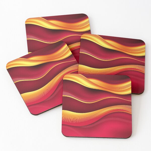 Item preview, Fiery Red and Gold Abstract Waves designed and sold by IntelliMindDesigns.