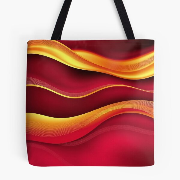 Item preview, Fiery Red and Gold Abstract Waves designed and sold by IntelliMindDesigns.