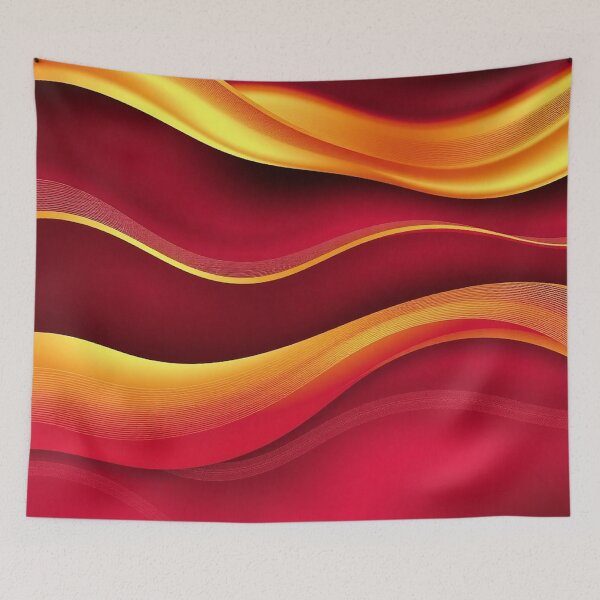 Item preview, Fiery Red and Gold Abstract Waves designed and sold by IntelliMindDesigns.