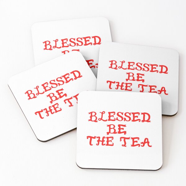 Item preview, ☕ BLESSED BE THE TEA ☕- RED RIBBON SCRIPT VERSION designed and sold by WheelieGdArt.