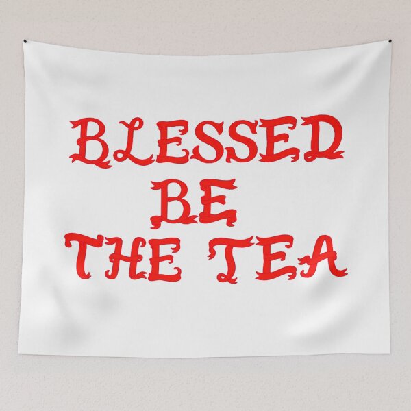 Item preview, ☕ BLESSED BE THE TEA ☕- RED RIBBON SCRIPT VERSION designed and sold by WheelieGdArt.