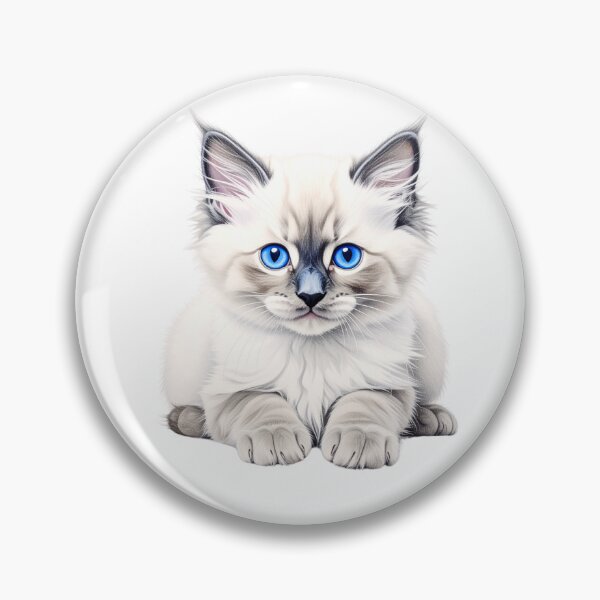 Item preview, Blue Point Ragdoll Kitten Art | Cute Fluffy Cat Illustration | Realistic Pet Portrait Drawing designed and sold by SabraDD.