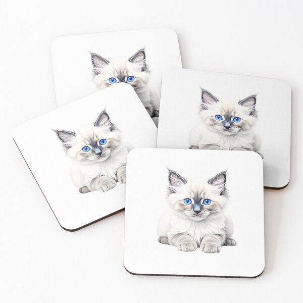 Item preview, Blue Point Ragdoll Kitten Art | Cute Fluffy Cat Illustration | Realistic Pet Portrait Drawing designed and sold by SabraDD.