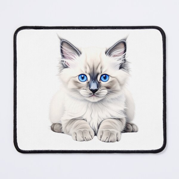 Item preview, Blue Point Ragdoll Kitten Art | Cute Fluffy Cat Illustration | Realistic Pet Portrait Drawing designed and sold by SabraDD.