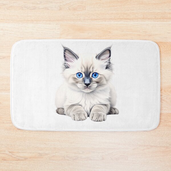 Item preview, Blue Point Ragdoll Kitten Art | Cute Fluffy Cat Illustration | Realistic Pet Portrait Drawing designed and sold by SabraDD.