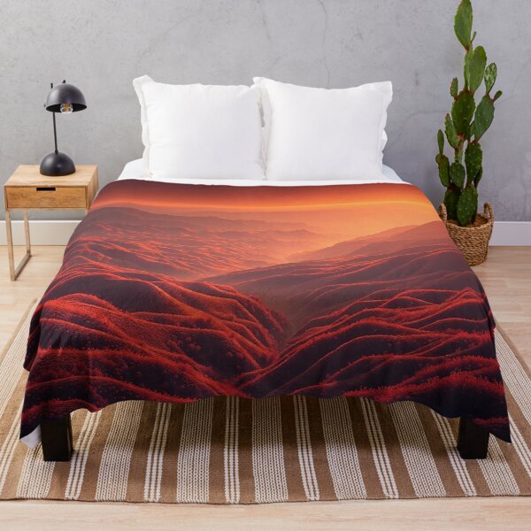 Item preview, Fiery Crimson Mountain Sunset Landscape designed and sold by IntelliMindDesigns.