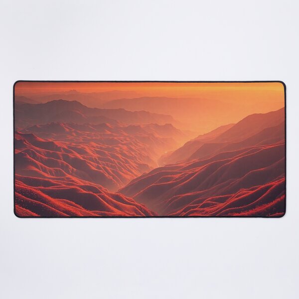 Item preview, Fiery Crimson Mountain Sunset Landscape designed and sold by IntelliMindDesigns.