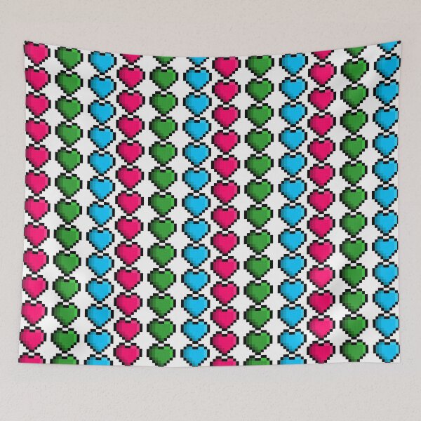 Item preview, Pixel Polysexual Pride Flag Hearts designed and sold by HarveyHandcraftsandDesigns.