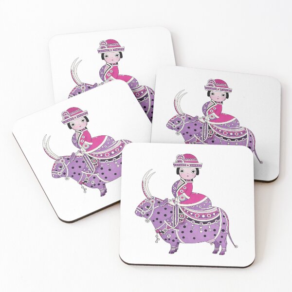 Item preview, Art Deco Illustration Heliotrope Cow Rider for Vintage Art Lovers designed and sold by RickE.